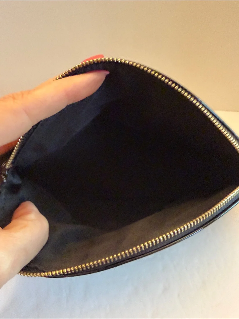 Dior Parfums Black Satin & Patent Trim Cosmetic Pouch with Gold Hardware NWOT